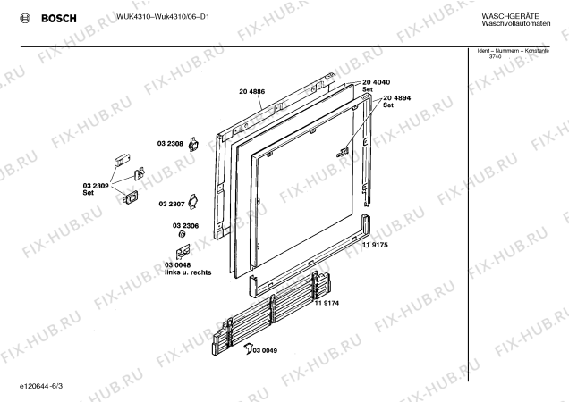 Схема №3 WUK4310 с изображением Панель для стиралки Bosch 00277739