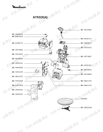 Взрыв-схема микроволновой печи Moulinex AY532X(4) - Схема узла 4P002027.2P2