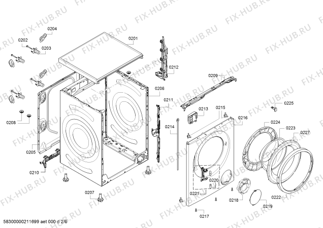 Взрыв-схема стиральной машины Bosch WAT286H0GB - Схема узла 02