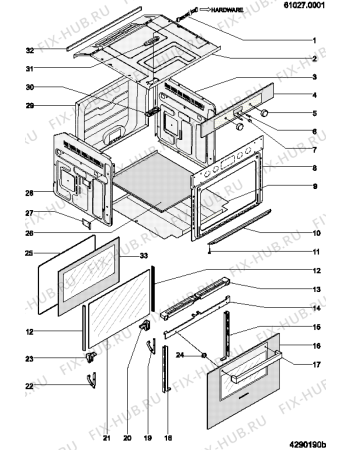 Схема №2 F99GP1IXFHA (F056538) с изображением Дверца для электропечи Indesit C00267083