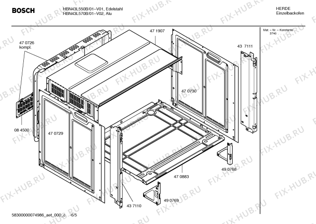 Схема №3 HBN43L570B с изображением Инструкция по эксплуатации для электропечи Bosch 00589961