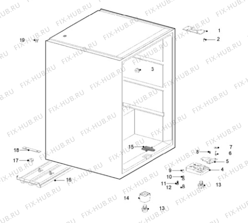 Взрыв-схема холодильника Frigidaire FV202T - Схема узла Cabinet + armatures