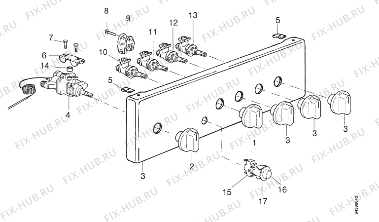 Взрыв-схема комплектующей Zanussi ZC4410W2 - Схема узла Section 2