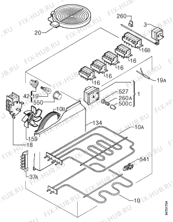 Взрыв-схема плиты (духовки) Zanussi ZC616CE - Схема узла Electrical equipment 268