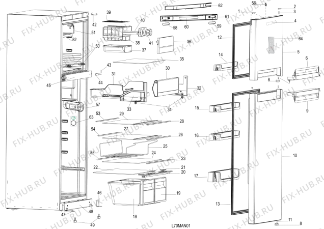 Схема №1 TTNF8212SB (F154893) с изображением Дверца для холодильной камеры Indesit C00520939