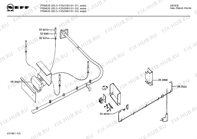 Взрыв-схема плиты (духовки) Neff F2522W1 PRIMUS 225.5 - Схема узла 05