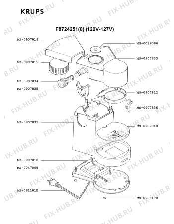 Взрыв-схема кофеварки (кофемашины) Krups F8724251(0) - Схема узла QP001849.4P2