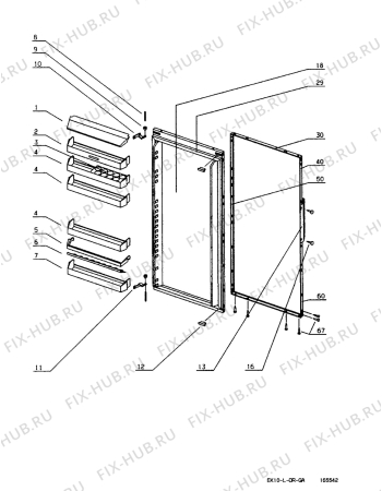 Взрыв-схема холодильника Electrolux EK24210LIWS - Схема узла Door 003