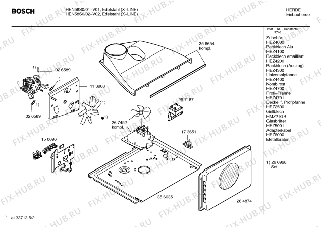 Схема №3 HEN58S0 с изображением Инструкция по эксплуатации для плиты (духовки) Bosch 00527665