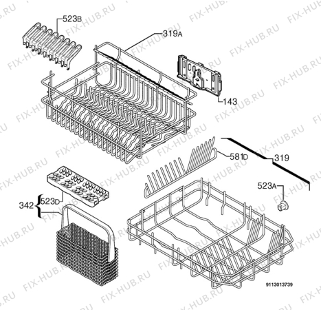 Взрыв-схема посудомоечной машины Atag VA4511ATUU/A00 - Схема узла Basket 160