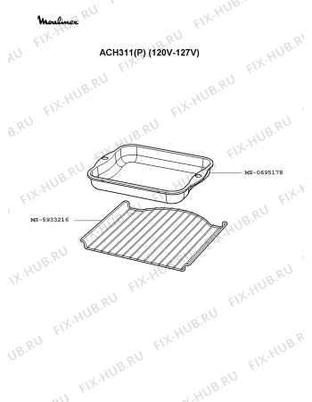 Взрыв-схема плиты (духовки) Moulinex ACH311(P) - Схема узла WP002120.0P2