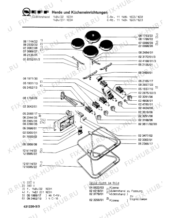 Взрыв-схема плиты (духовки) Neff 1114841633 1484/231NCSK - Схема узла 03