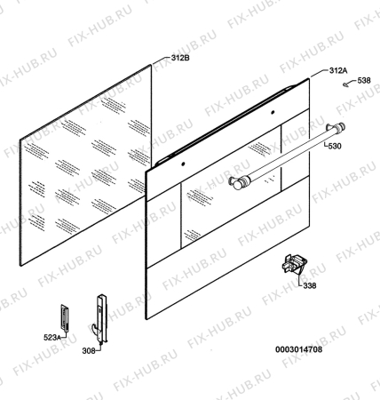 Взрыв-схема плиты (духовки) Electrolux EOB53001R - Схема узла Door 003