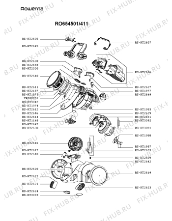 Схема №2 RO654501/411 с изображением Запчасть для мини-пылесоса Rowenta RS-RT3092_3D1