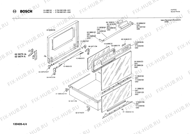 Взрыв-схема плиты (духовки) Bosch 0750092047 EH682SG - Схема узла 04