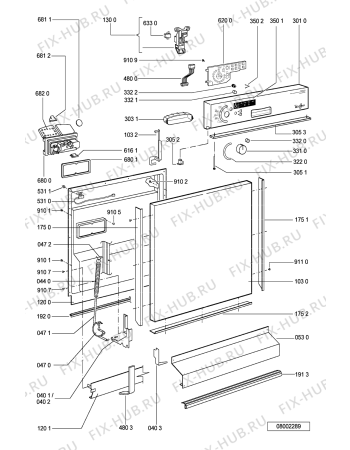 Схема №1 ADP 8556 WHM с изображением Панель для посудомоечной машины Whirlpool 481245371337