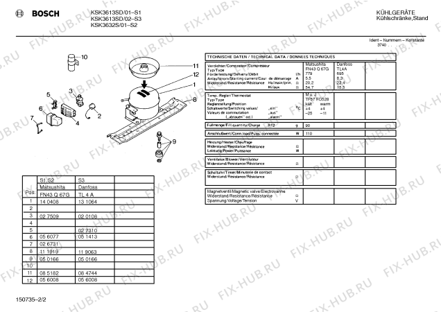 Взрыв-схема холодильника Bosch KSK3632S - Схема узла 02
