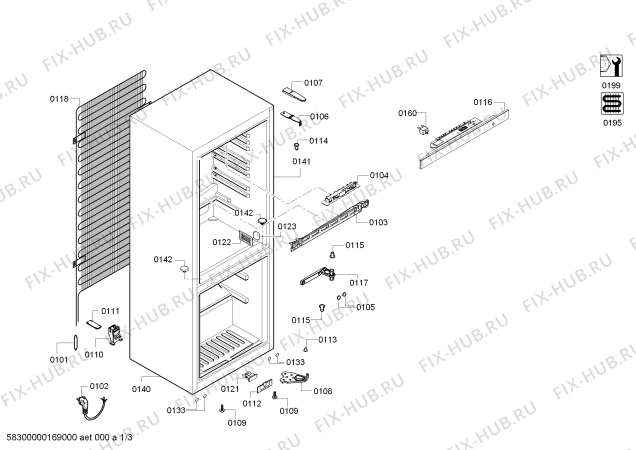 Схема №3 KGV39VL30E с изображением Модуль управления, запрограммированный для холодильной камеры Bosch 00657980