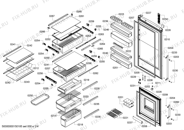 Схема №2 KGN49S50 с изображением Поднос для холодильника Bosch 00702314