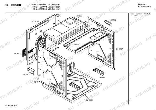 Взрыв-схема плиты (духовки) Bosch HBN245BEU - Схема узла 04