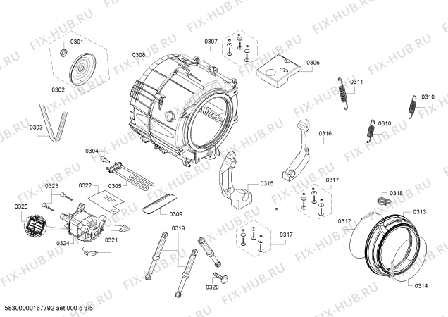 Взрыв-схема стиральной машины Bosch WAQ28468GC Avantixx 8 VarioPerfect - Схема узла 03