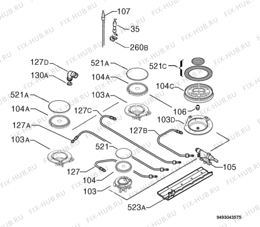 Взрыв-схема плиты (духовки) Zanussi ZGF692CTN - Схема узла Functional parts 267