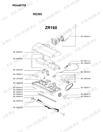 Взрыв-схема пылесоса Rowenta RS360 - Схема узла RS360___.__2