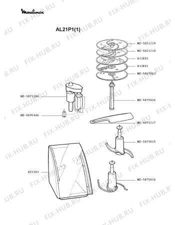 Взрыв-схема кухонного комбайна Moulinex AL21P1(1) - Схема узла LP000567.3P2