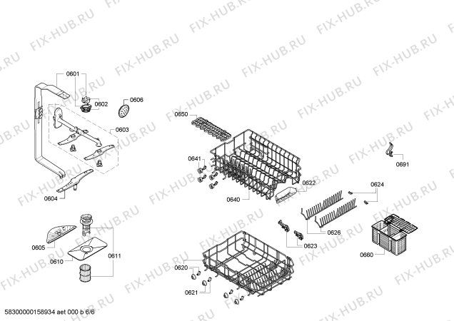 Взрыв-схема посудомоечной машины Bosch SPI50E05EU - Схема узла 06