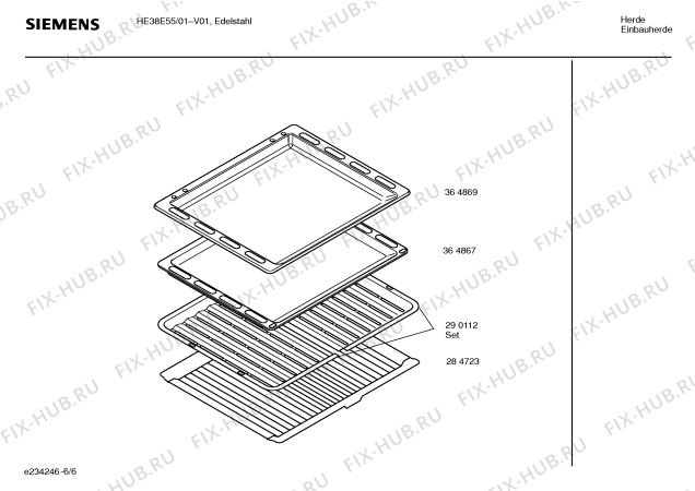 Взрыв-схема плиты (духовки) Siemens HE38E55 - Схема узла 06