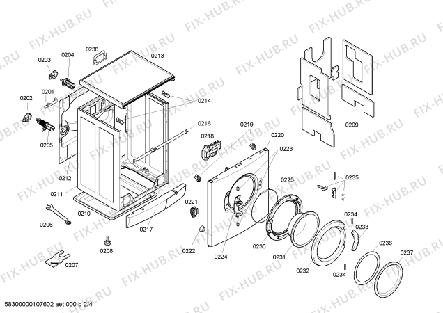 Схема стиральной машины Bosch WFX2857SN -Maxx Advantage WFX2857 - Схема узла 02 Взрыв-схема стиральной машины Bosch WFX2857SN -Maxx Advantage WFX2857 - Схема узла 02