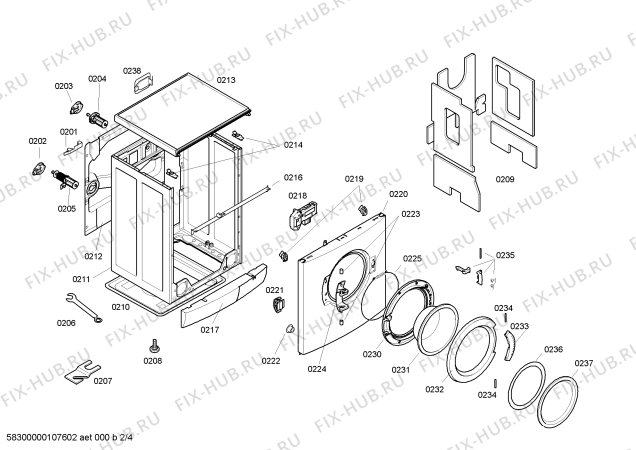 Взрыв-схема стиральной машины Bosch WFX2857SN -Maxx Advantage WFX2857 - Схема узла 02