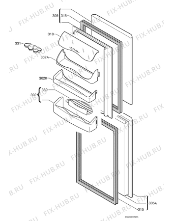 Взрыв-схема холодильника Zanussi Electrolux ZENB250SI - Схема узла Door 003