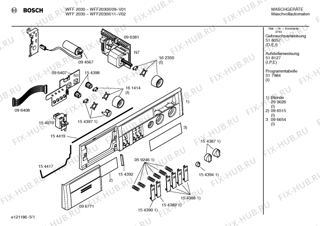 Схема №3 WFF2030II WFF2030 с изображением Панель для стиральной машины Bosch 00296393