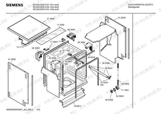 Взрыв-схема посудомоечной машины Siemens SE24E230EU - Схема узла 03