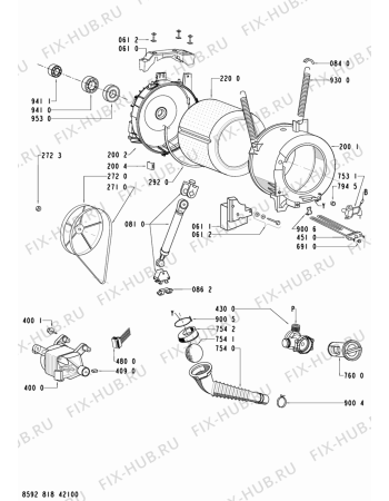 Схема №1 AWO/D 7508 с изображением Модуль (плата) для стиралки Whirlpool 480111100432