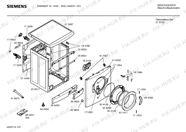 Взрыв-схема стиральной машины Siemens WXL144S SIWAMAT XL 144S - Схема узла 02
