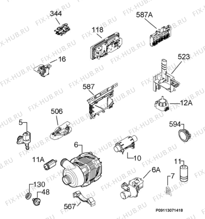 Взрыв-схема посудомоечной машины Electrolux ESF66870XR - Схема узла Electrical equipment 268