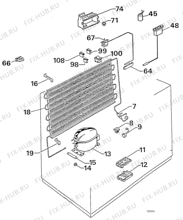 Взрыв-схема холодильника Zanussi ZAC280SI - Схема узла Cooling system 017