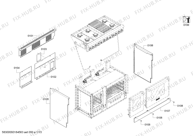 Схема №7 PRG486NLH Thermador с изображением Горелка для плиты (духовки) Bosch 11004799