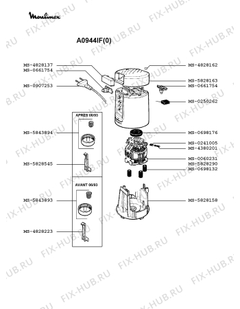 Взрыв-схема блендера (миксера) Moulinex A0944IF(0) - Схема узла 2P001119.8P2