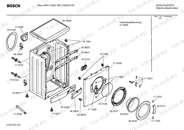 Схема №4 WFC1600EU Maxx4 WFC1600 с изображением Таблица программ для стиралки Bosch 00581613