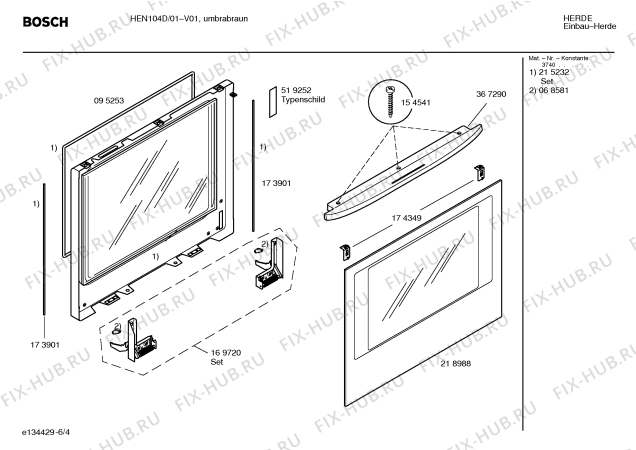 Схема №3 HEN104D с изображением Ручка конфорки для плиты (духовки) Bosch 00189516