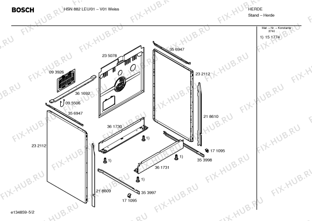 Схема №2 HSN882LEU с изображением Инструкция по эксплуатации для духового шкафа Bosch 00584822