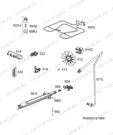 Взрыв-схема плиты (духовки) Aeg 35186GT-MN - Схема узла Functional parts