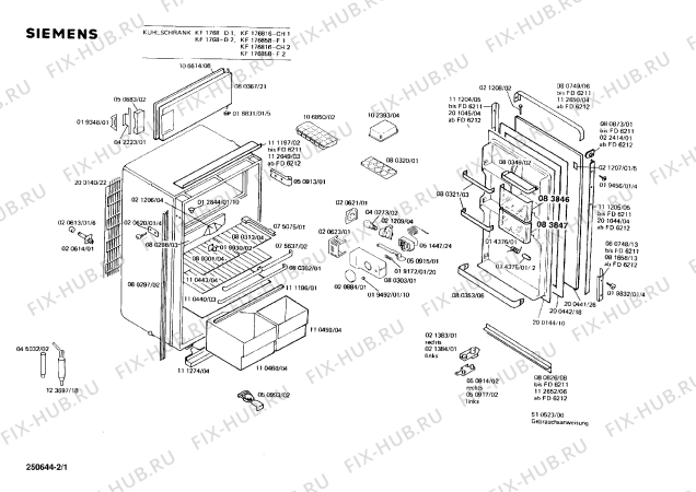 Схема №2 KF1848 с изображением Ручка для холодильной камеры Siemens 00081658