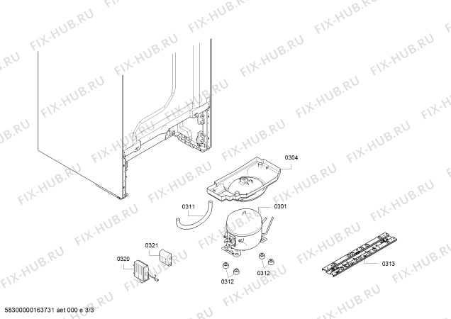Взрыв-схема холодильника Bosch KGE39AW25R Sportline - Схема узла 03
