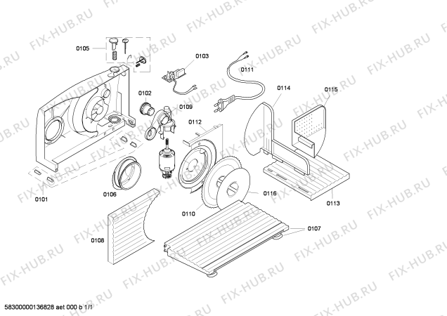 Схема №1 MS46000 с изображением Модуль управления мотором для прибора для нарезки Siemens 00615111