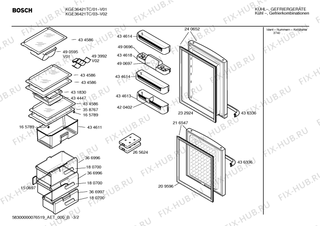 Схема №2 KGE36421TC с изображением Инструкция по эксплуатации для холодильной камеры Bosch 00588553