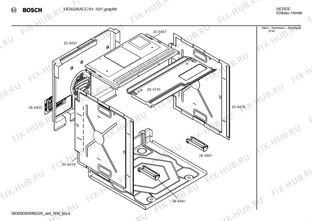 Взрыв-схема плиты (духовки) Bosch HEN226ACC - Схема узла 04